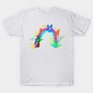 Blue pink watercolor rainbow art T-Shirt